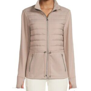 Avia Women's Mixed Media Jacket M8-10 Pink Zip-Up Front & Pockets